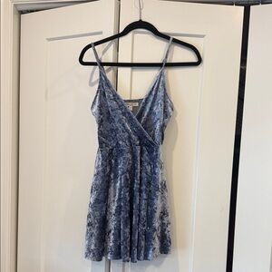 love, Fire Blue Crushed Velvet Wrap Top